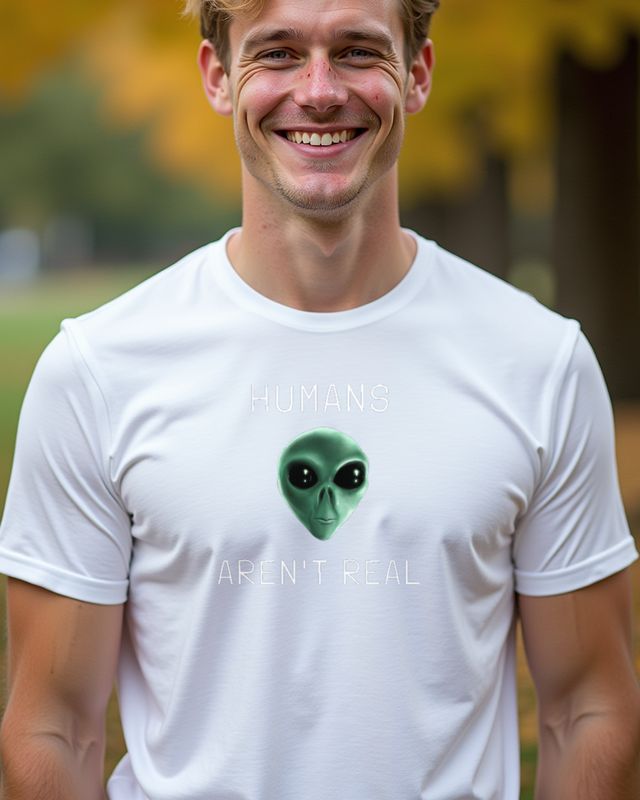 Alien - Humans are not real - Lustiges UFO Shirt – T-Shirt