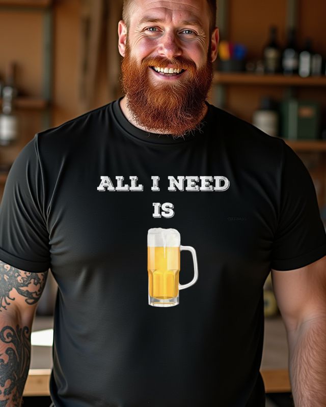 All I need is Beer - Lustiges Bier Spruch Geschenk – T-Shirt
