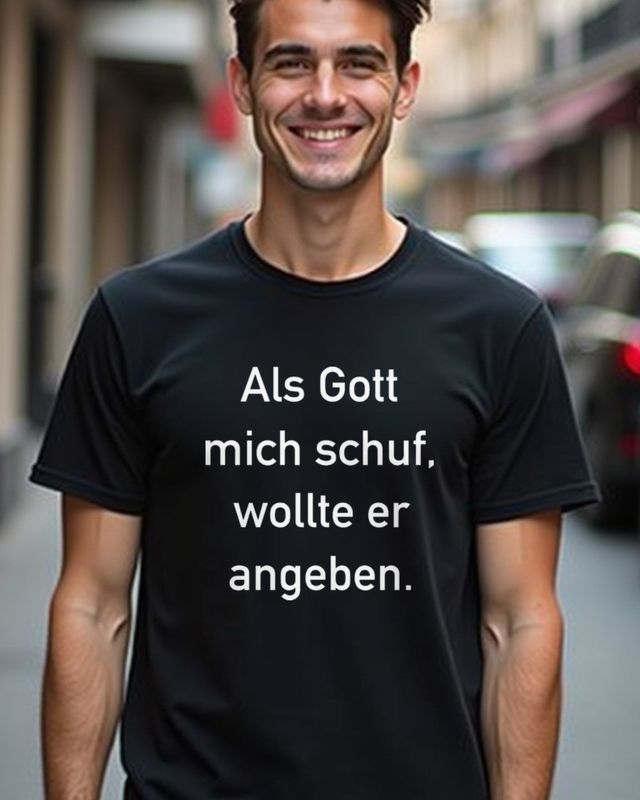 Als Gott mich schuf - German Show Off Saying – T-Shirt