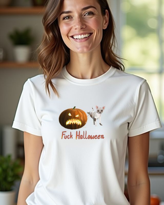 Angry Pumpkin Hates Halloween - Anti Halloween Design – T-Shirt