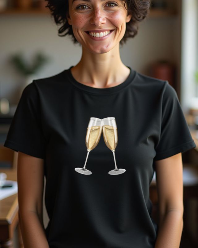 Anstoßende Sektgläser - Prost Neujahr Silvester Motiv – T-Shirt
