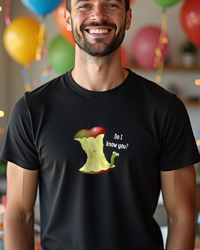 Wurm im Apfelgehäuse Do I know you - Lustiger Apfel – T-Shirt