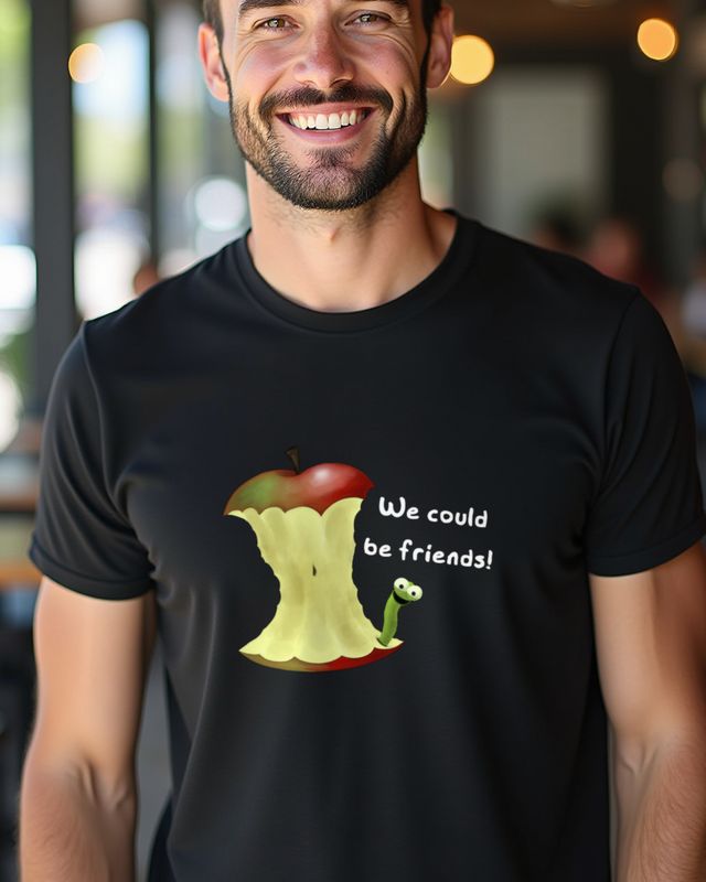 Apfelwurm We Could Be Friends - Süßes Freundschaft Motiv – T-Shirt