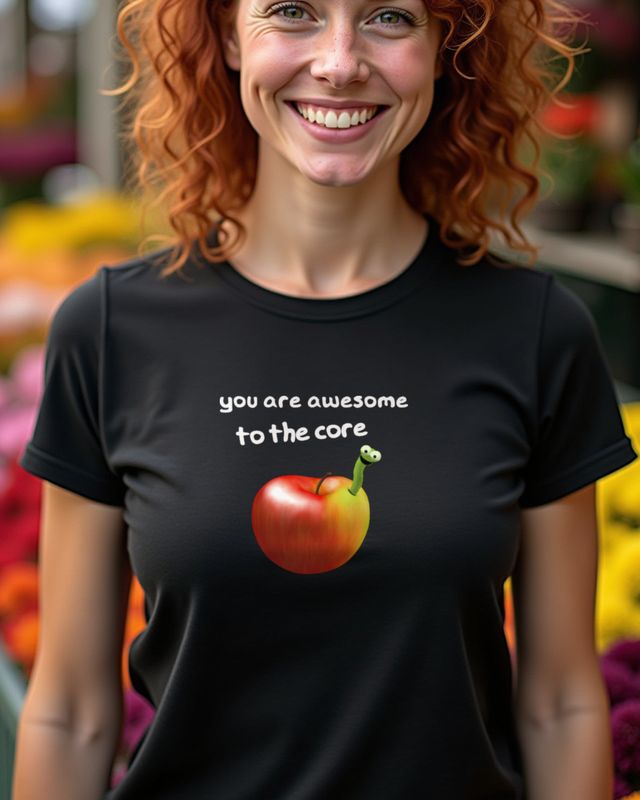 Apfelwurm Awesome to the Core - Lustiges Wortspiel – T-Shirt