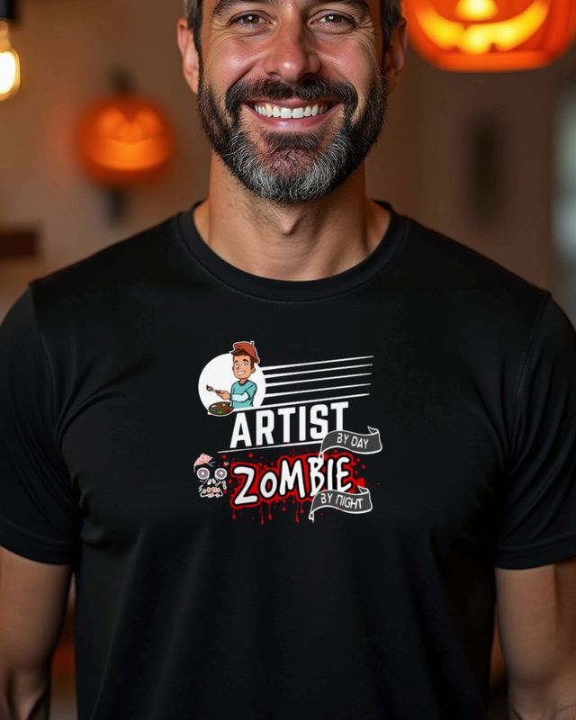 Artist by Day Zombie by Night - Künstler Halloween Shirt – T-Shirt