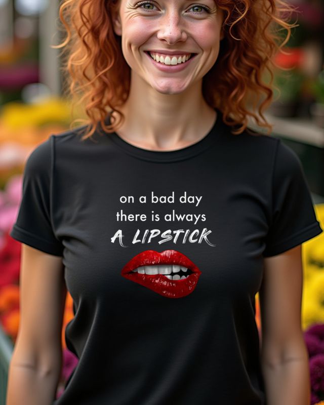 Bad day always Lippenstift - Lustiger Spruch für Frauen – T-Shirt