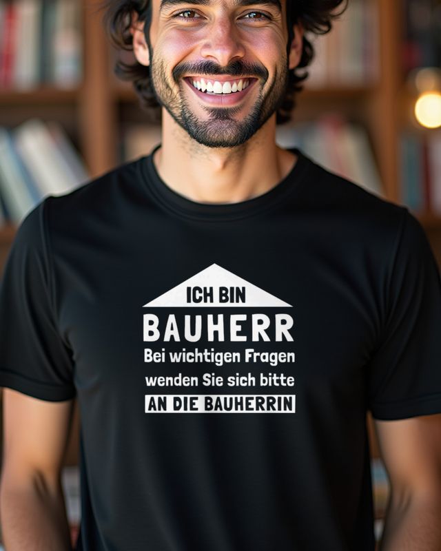 Bauherr - Fragen an die Bauherrin - Funny House Builder Tee โ T-Shirt