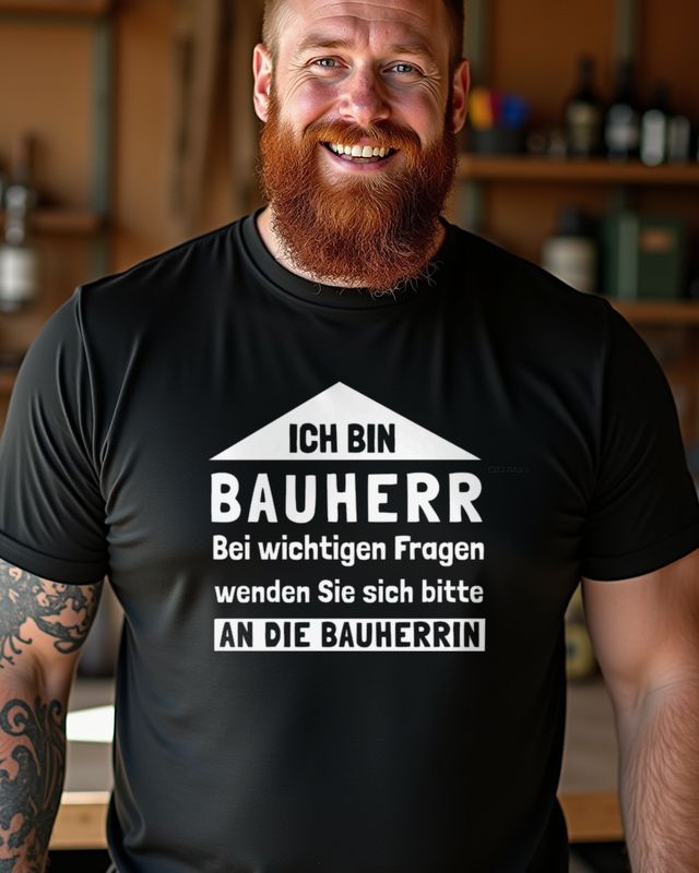 Bauherr - Fragen an die Bauherrin - Lustiges Hausbau Shirt – T-Shirt