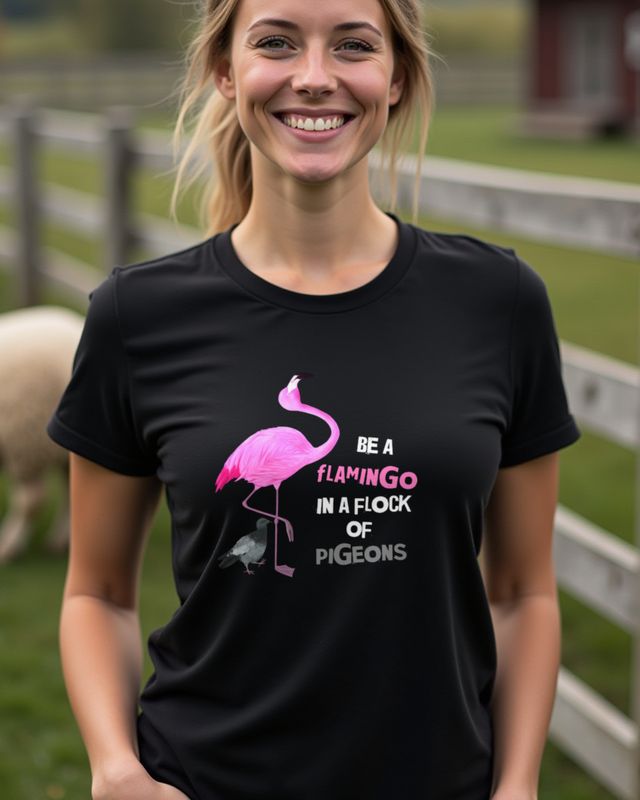 Be A Flamingo In A Flock Of Pigeons - Flamingo Spruch – T-Shirt