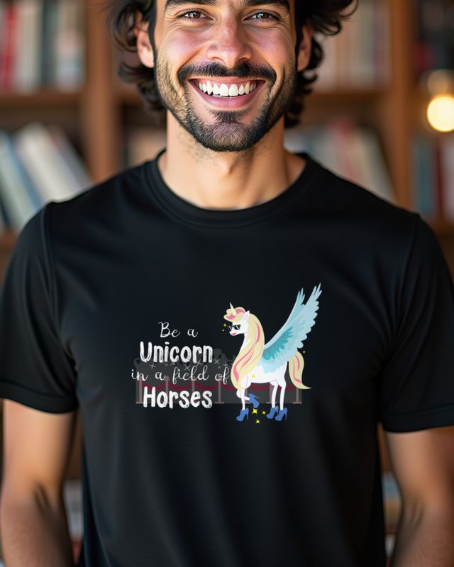 Be a Unicorn in a Field of Horses - Einhorn Spruch – T-Shirt