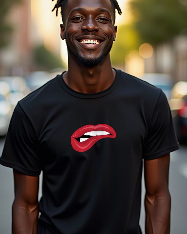 Beißende Lippen - Verführerisches Lippen Motiv – T-Shirt