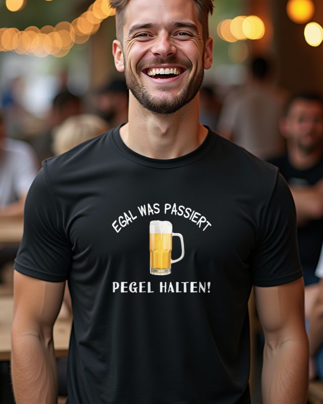 Egal was passiert Pegel halten - Lustiger Bier Spruch – T-Shirt