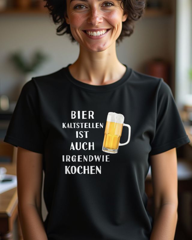 Bier kaltstellen ist wie kochen - Lustiger Männer Spruch – T-Shirt