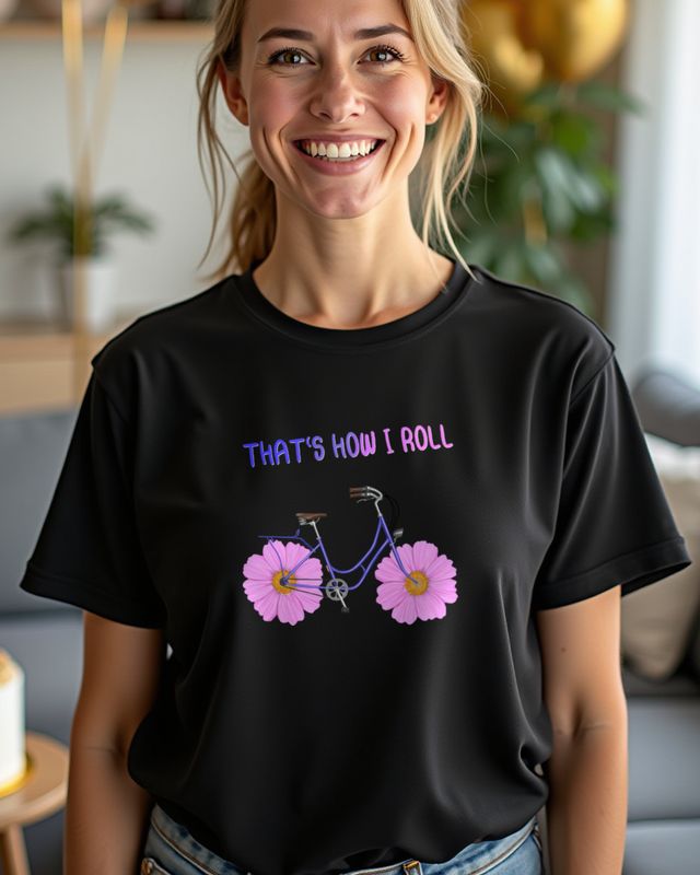 That’s How I Roll Bike with Flowers - Cute Cycling – T-Shirt
