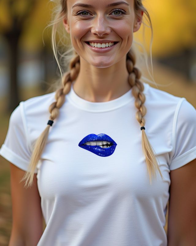 Blauer Lippenbiss - Verführerische Lippen Motiv – T-Shirt