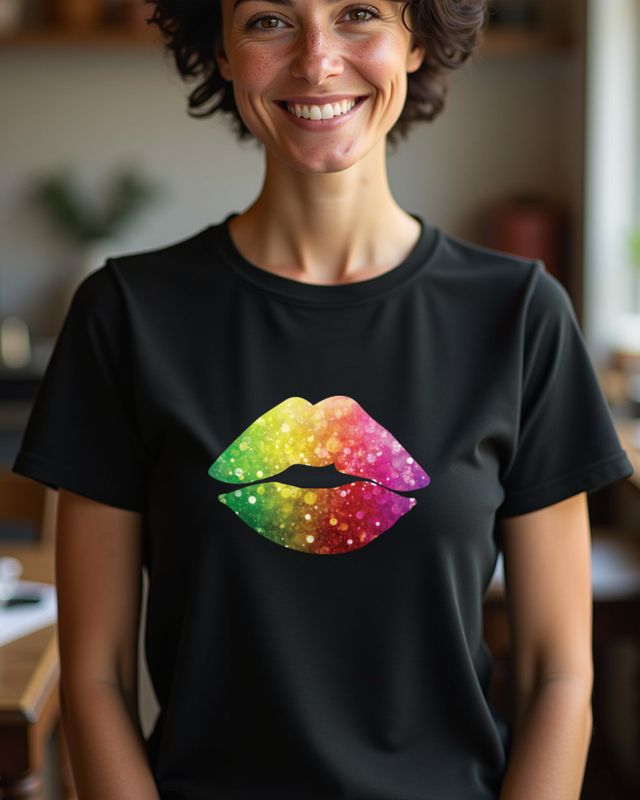 Colorful Lips - Vibrant Kiss Lips Pop Art Tee – T-Shirt