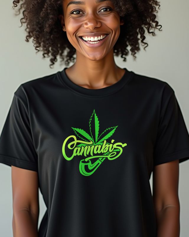 Cannabis - Grünes Hanfblatt mit Pfeife – T-Shirt