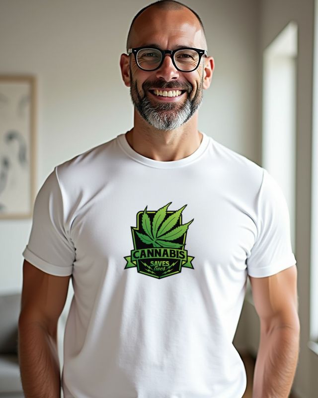 Cannabis Saves Lives - Wappen mit Hanfblatt – T-Shirt