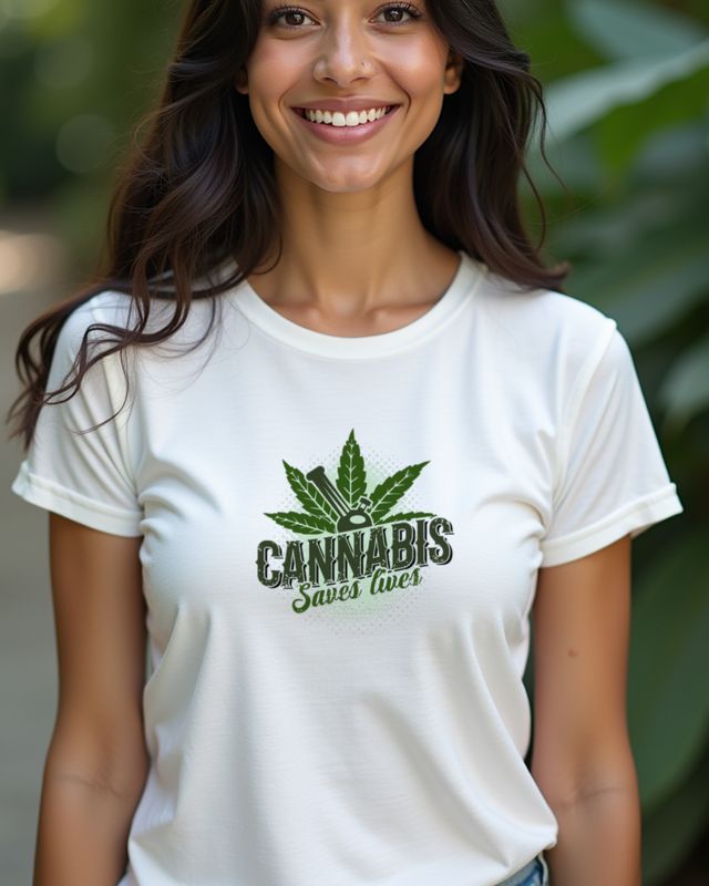 Cannabis Saves Lives - Hanfblatt mit Bong – T-Shirt