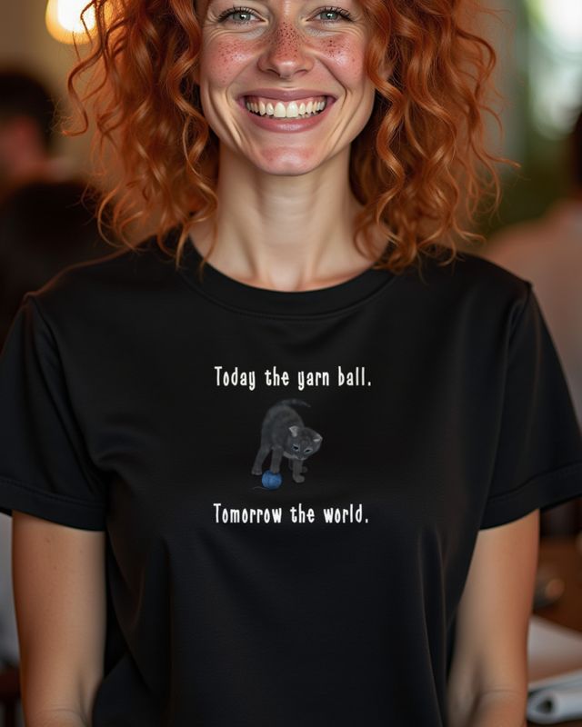 Katze mit Wollknäuel Welt - Kätzchen Geschenk – T-Shirt