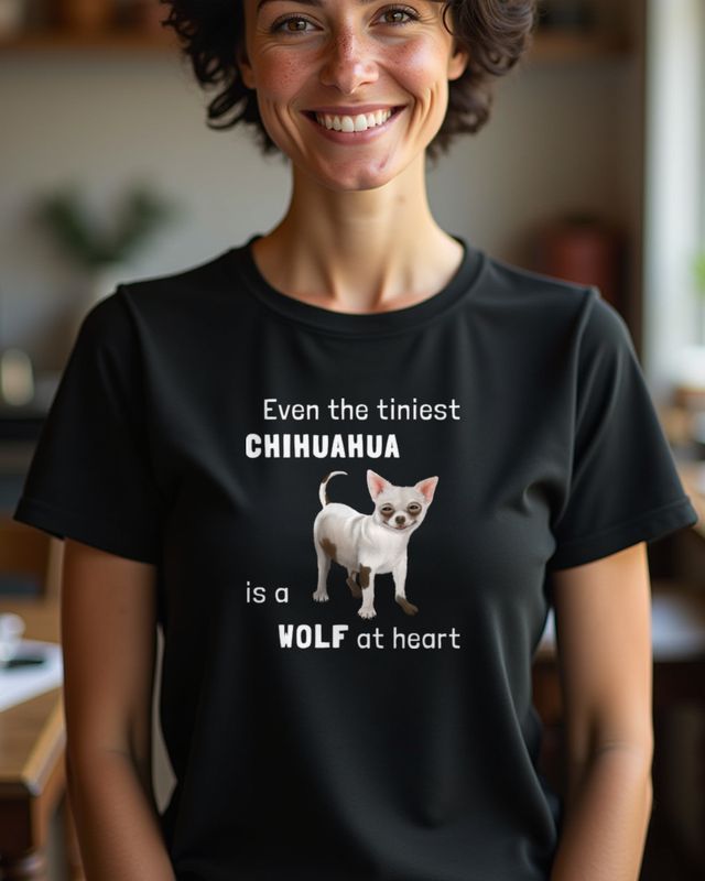 Chihuahua Wolf at Heart - Funny Tiny Dog Big Attitude – T-Shirt