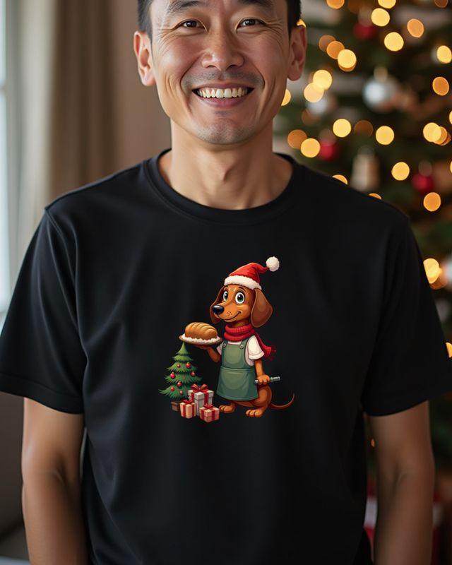 Dackel als Bäcker zu Weihnachten – Cartoon ohne Text – T-Shirt