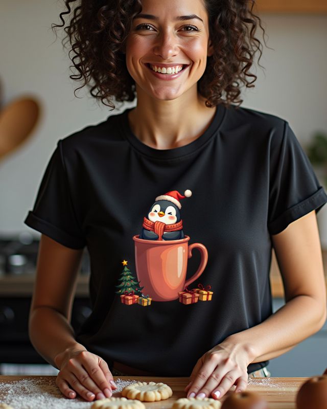 Christmas Penguin Hugging Coffee Mug β No Text β T-Shirt