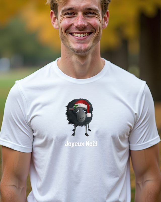 Joyeux Noel Christmas Sheep - French Christmas Greeting – T-Shirt