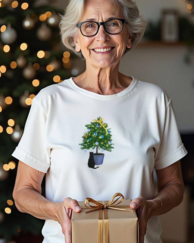 Christmas Tree with Cat - Cute Cat Christmas Design โ T-Shirt