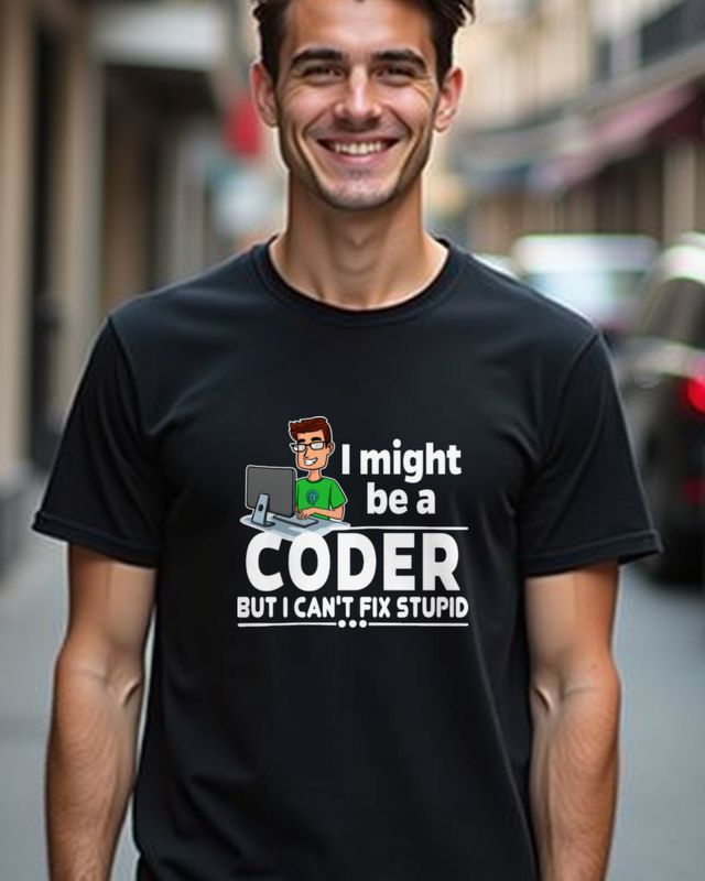 Coder Can’t Fix Stupid - Lustiges Programmierer Shirt – T-Shirt