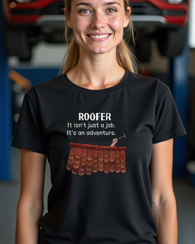 Dachdecker Abenteuer Beruf - Illustriertes Handwerk Motiv – T-Shirt