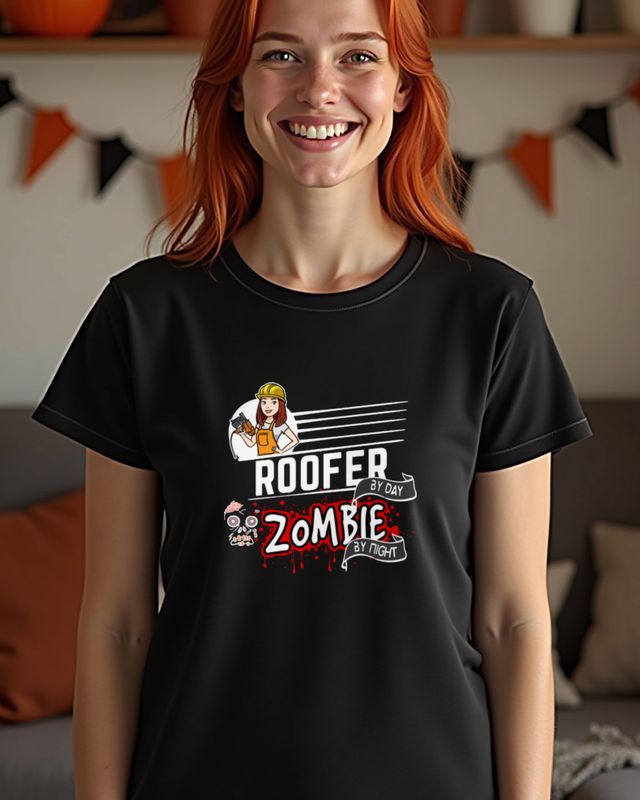 Dachdeckerin by Day Zombie by Night - Halloween Damen Shirt – T-Shirt