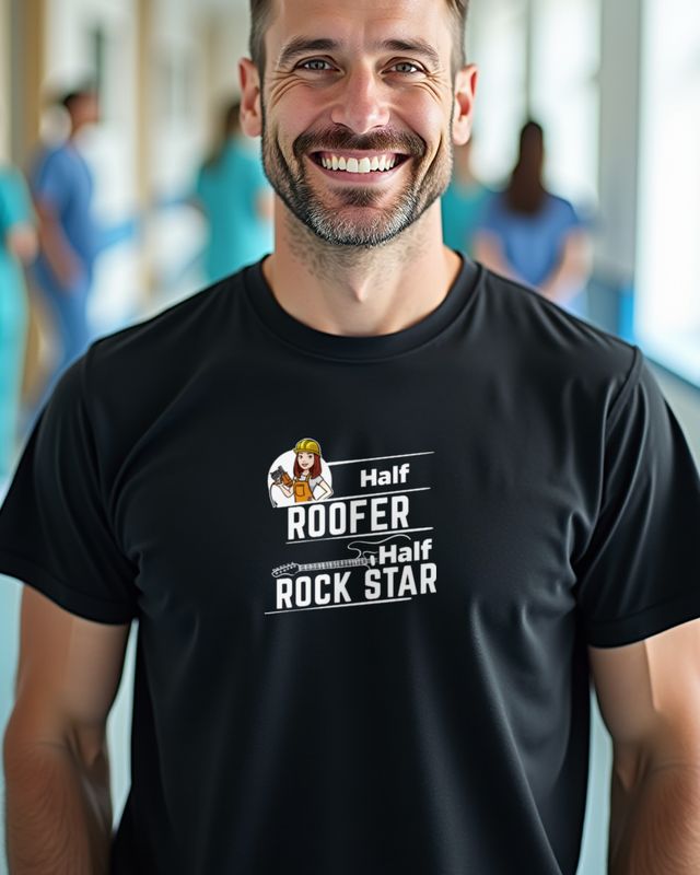 Half Roofer Half Rock Star - Funny Female Roofer Tee β T-Shirt