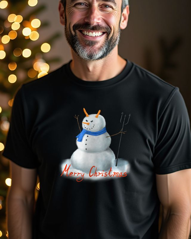 Devil Snowman with Horns - Merry Christmas - Naughty Xmas โ T-Shirt