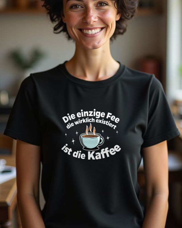 Die einzige Fee ist die Kaf-Fee - Lustiger Kaffee Spruch – T-Shirt