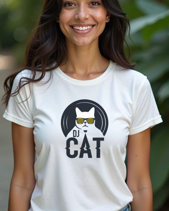 DJ Cat - Lustige Katze am Plattenteller für Musikfans – T-Shirt