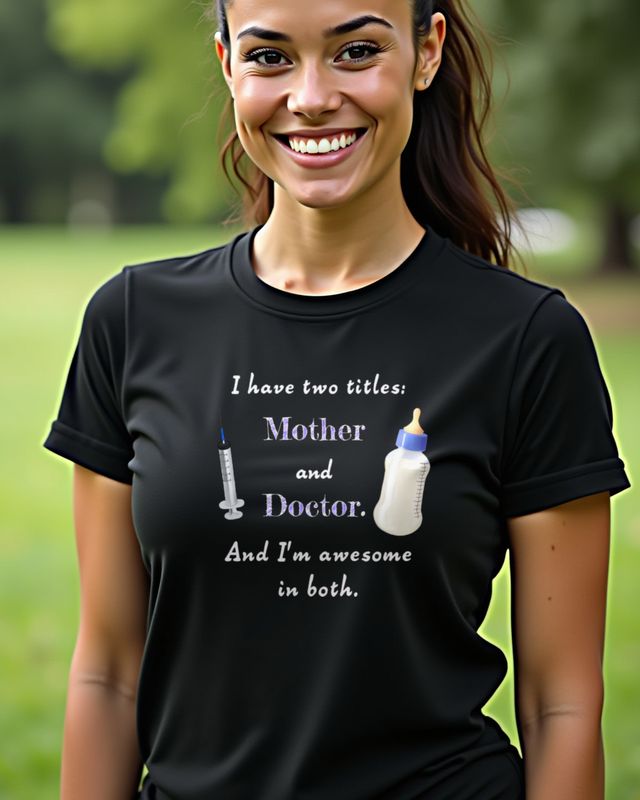 Doctor and Mother in Blue - Gift for Doctor Moms – T-Shirt