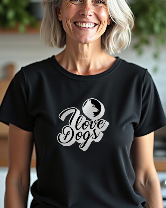 Dog Lover Script Lettering with Dog Head Silhouette – T-Shirt