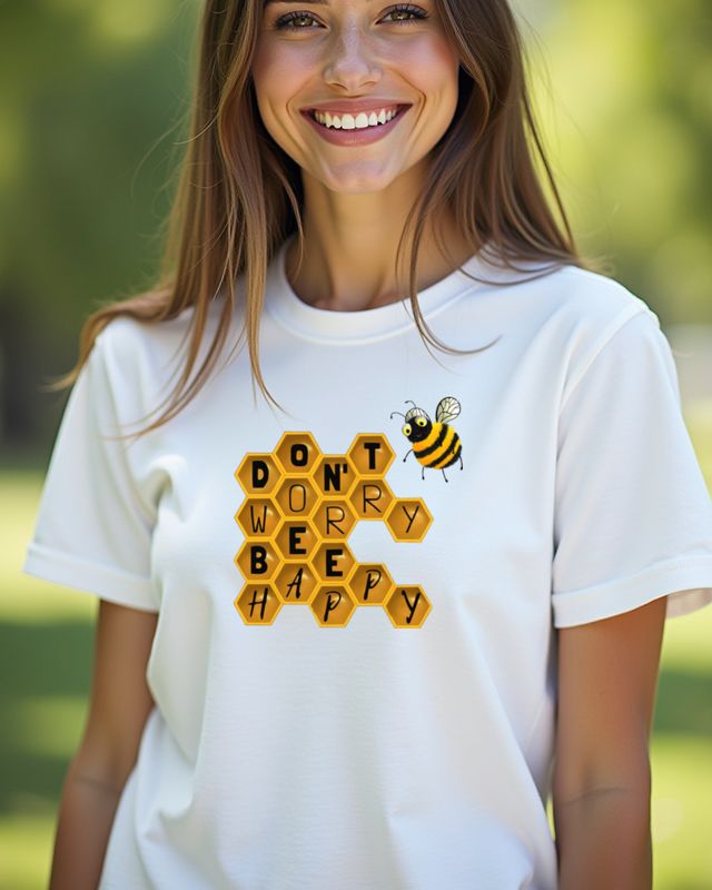 Don’t Worry Bee Happy - Funny Bee Pun Design – T-Shirt