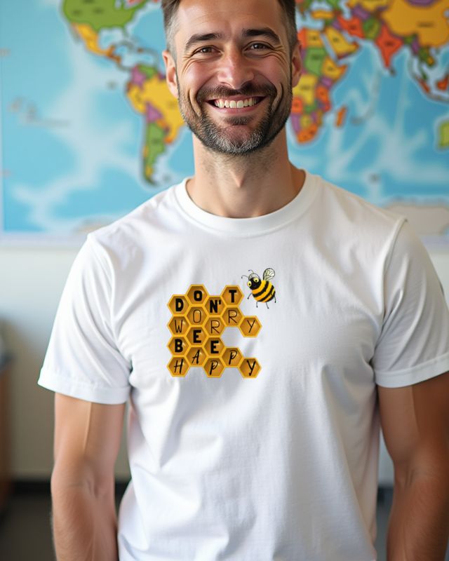 Don’t Worry Bee Happy - Funny Bee Pun Design – T-Shirt