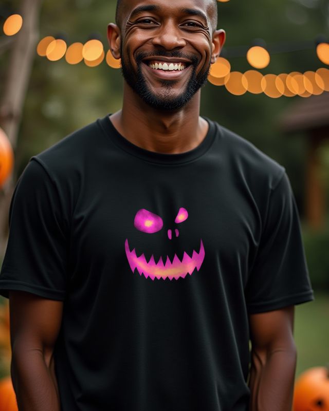 Düsteres Halloween Gesicht 4 in Rot-Pink - Halloween Motiv – T-Shirt