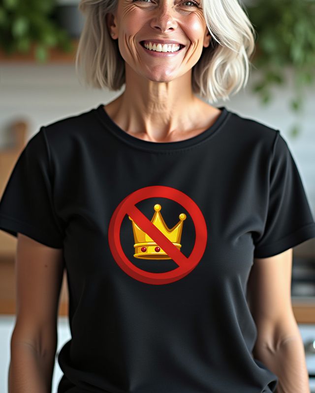 Crossed Out Golden Crown – Democracy Satire Graphic – T-Shirt