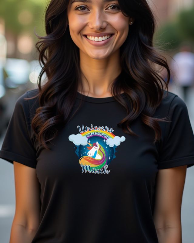 Unicorns Are Born in March - Funny Birthday Gift โ T-Shirt