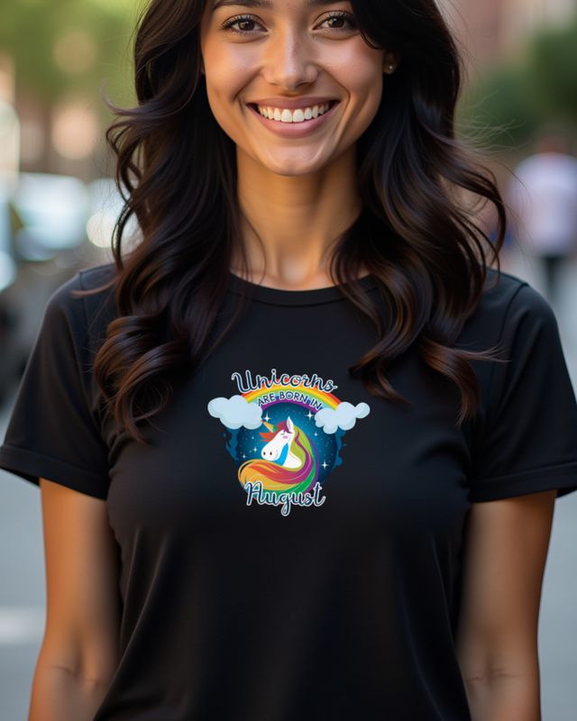 Unicorns Are Born in August - Cute Birthday Unicorn β T-Shirt