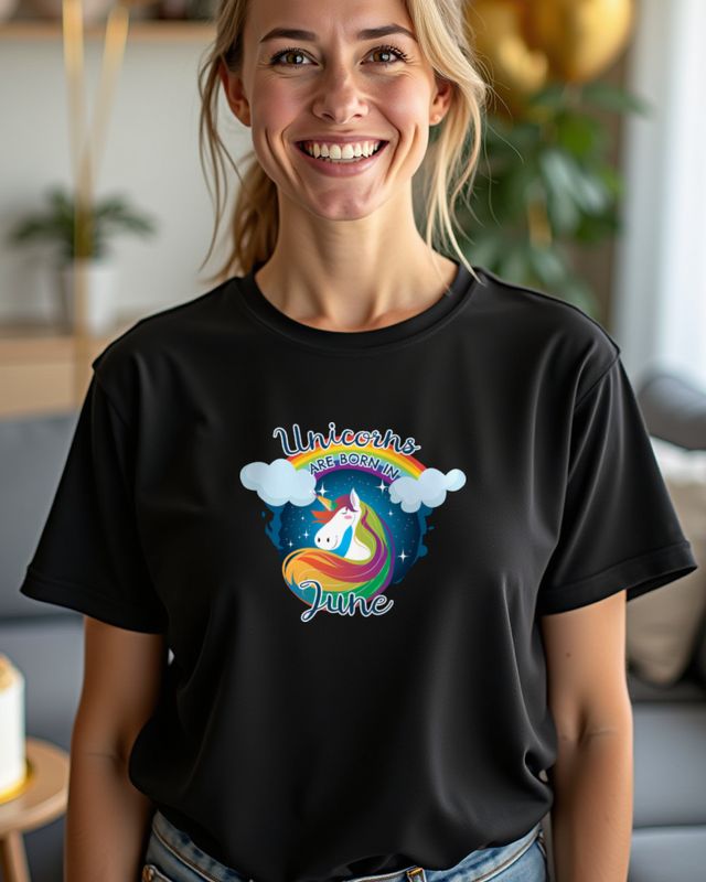 Einhörner werden im Juni geboren - Süßes Einhorn Motiv – T-Shirt