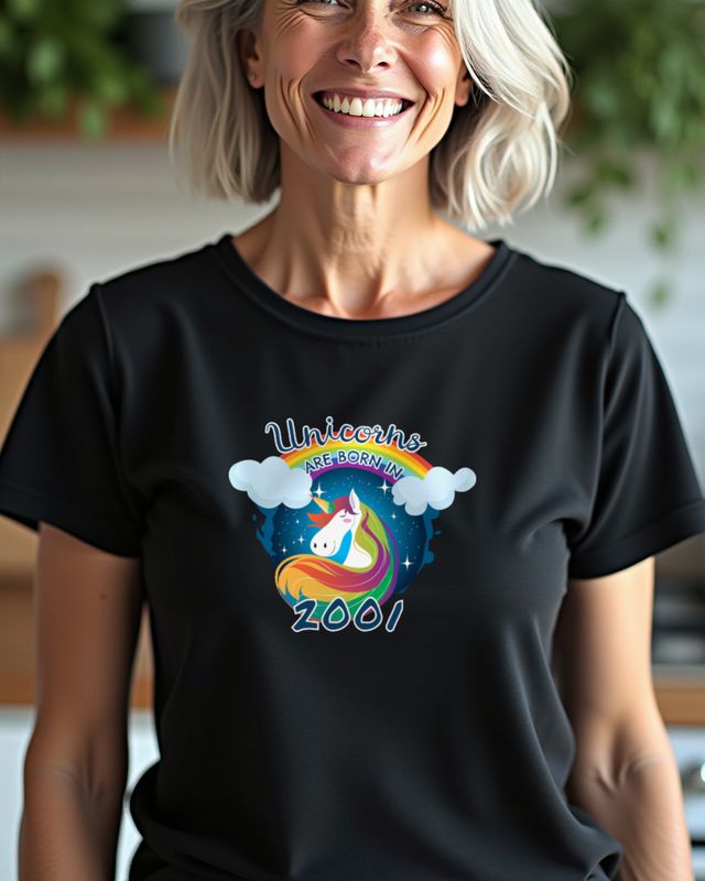 Unicorns Are Born in 2001 - Funny Unicorn Birthday โ T-Shirt