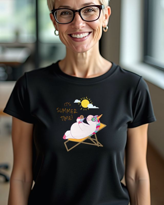 Einhorn entspannt am Strand - Lustiges Sommer Einhorn – T-Shirt