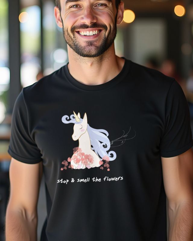 Einhorn liebt Blumen - Süßes Einhorn Motiv für Frühling – T-Shirt