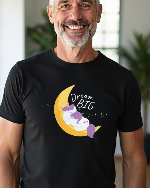 Einhorn schläft auf dem Mond - Süßes Einhorn Motiv – T-Shirt