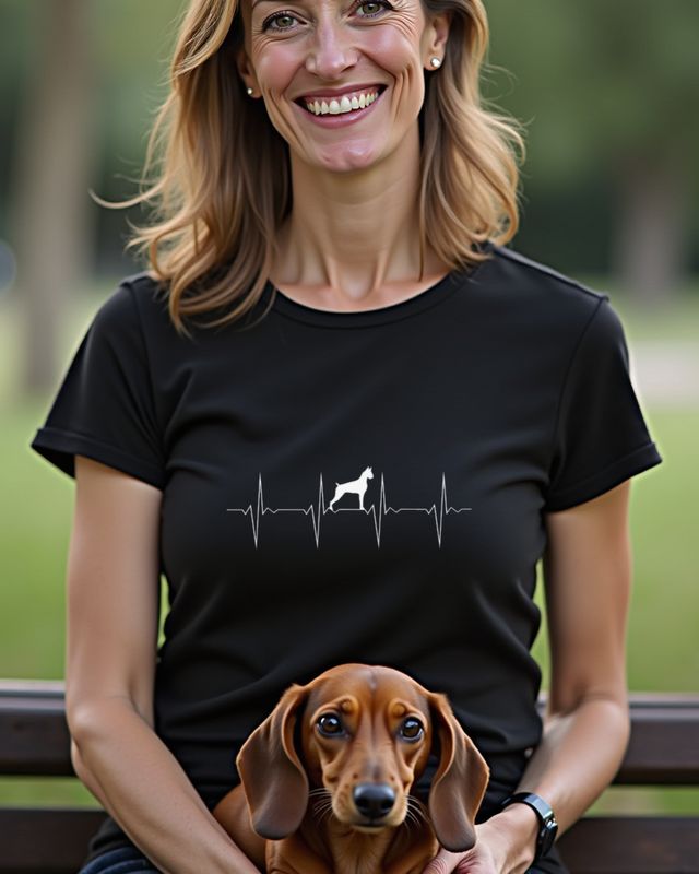 EKG Herzschlag Boxer Hund - Geschenk für Boxer Besitzer – T-Shirt